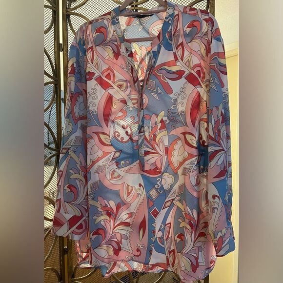 Zac & Rachel Tops - Zac & Rachel Pink Paisley “Pucci-esque” Shirt XL EUC